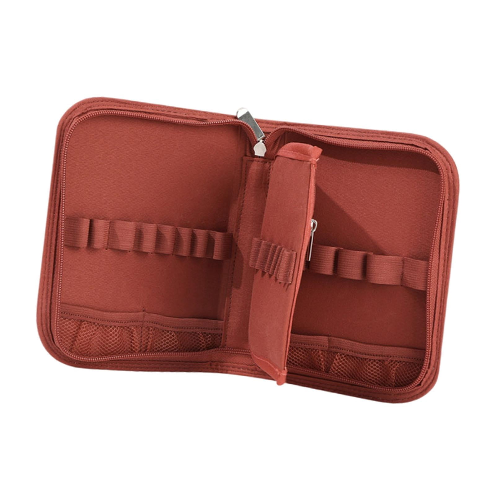 S SERENABLE Crochet Hook Case Organizer Case for Knitting Crochet Hooks Crochet Accessories Storage Case with Web Pockets Portable Lightweight Knitting Tool Pouch Polyester Material Suitable Red