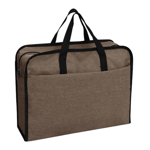S SERENABLE Document Bag Business Briefcase Handbag Oxford Cloth Organizer Zipper Handle Storage Pouch Multifunctional Portable Office Supplies Suitable for School Travel Khaki 41x13x32cm