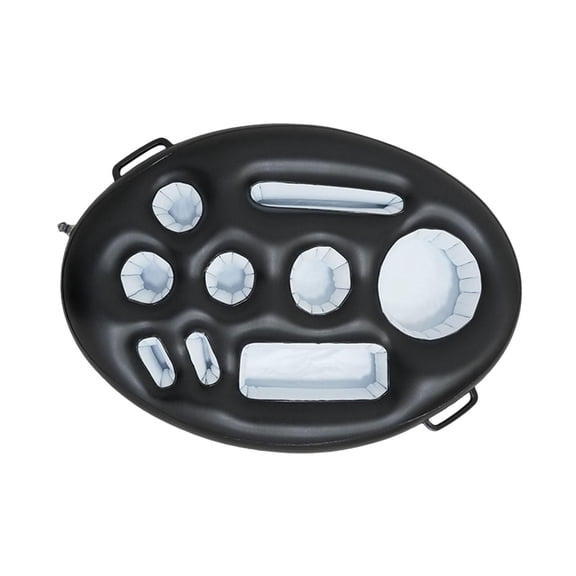 S SERENABLE Drink Holder Inflatable with 9 Holes Pool Drink Floats for Food Serving Swimming Pool Salad Bar Tray black