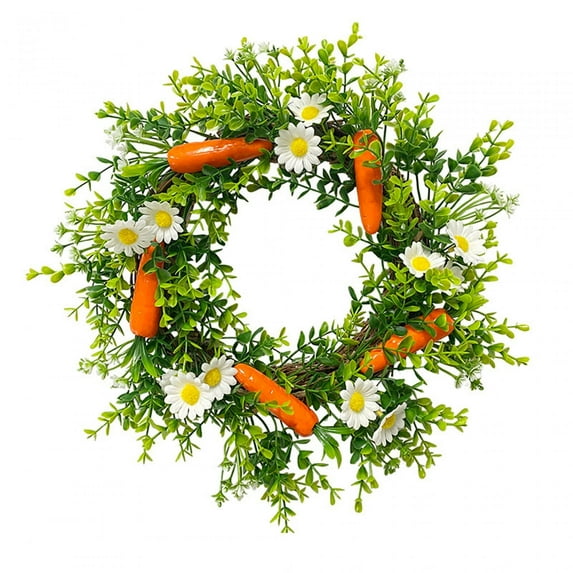S SERENABLE Easter Carrot Leaf Wreath Artificial Eucalyptus Leaves Wreath Front Door Window Greenery Garland for Festival Home Decor Gift