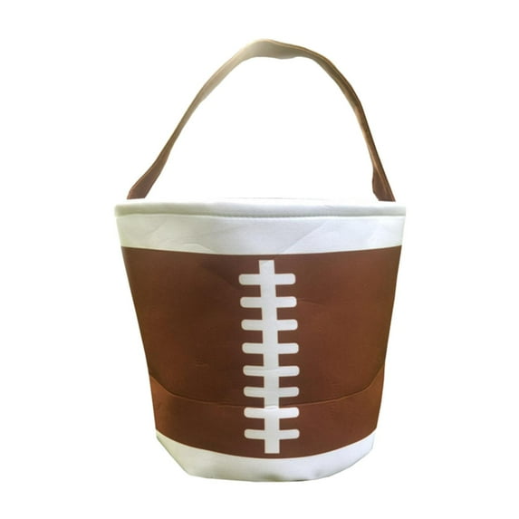 S SERENABLE Easter Eggs Bags Easter Bunny Baskets Sports Balls Printing Candies Bucket Tote Bag for Children Kids Brown Rugby