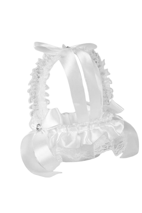 S SERENABLE Elegant Wedding Flower Girl Basket Comfortable Handle Symbol White European Style for Party Supplies Bridal Accessories Wedding , Style B