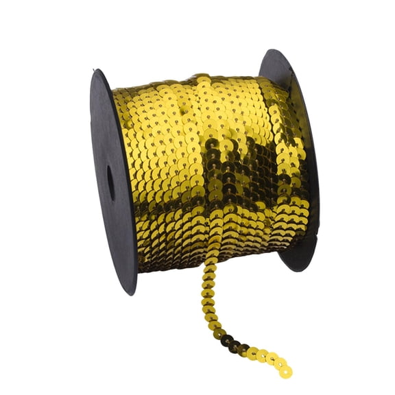 S SERENABLE Flat Sequin Strip Ribbon Roll Paillette Sequins String Spangle Trim PVC Material Easy Use Suitable for Party Decoration Crafts Embellishment Sewing Ho Gold
