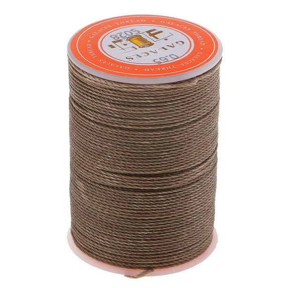 S SERENABLE Flat Waxed Thread for Leather Sewing, 93 Yards 0.65mm Leather Thread Waxed String Polyester Cord for DIY Hand Leather Craft Stitching Bookbinding , Coffee