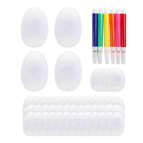 S SERENABLE Foam Eggs Easter Eggs White Decoration Crafts Making Faux Eggs with Color Pens for Spring DIY Painting Kindergarten Halloween 50MM