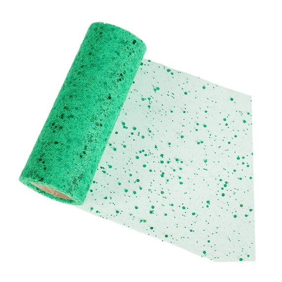 S SERENABLE Glitter Tulle Sequined Mesh 10 Yards Durable Stylish Mesh Ribbon Tulle Fabric for Stage Performance Decorations Wedding Decor Green