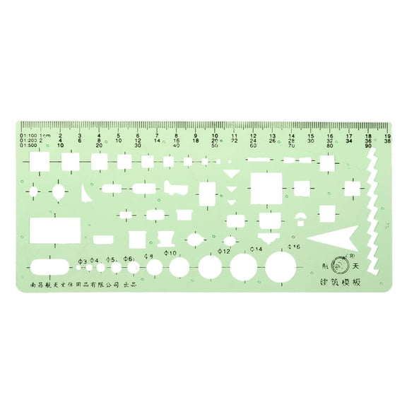S SERENABLE Green Plastic Drafting Drawing Tool Ruler Geometric Oval Template for Students 2