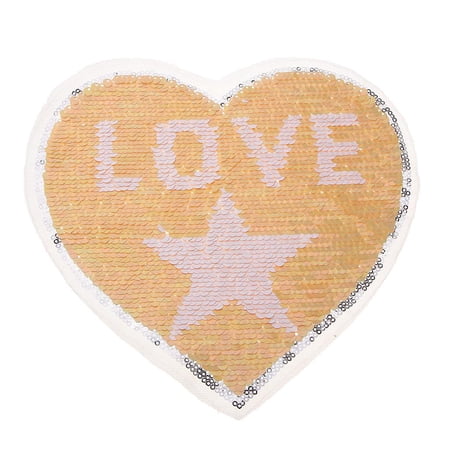 S SERENABLE Image Double-sided - Heart Application with Sequins - Clothing Patches Trouser Patches Stickers