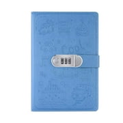 S SERENABLE Journal with Lock Personal Lock Diary PU Leather Writing Notebook with Lock Planner for Diary Office Birthday Children Adults Blue