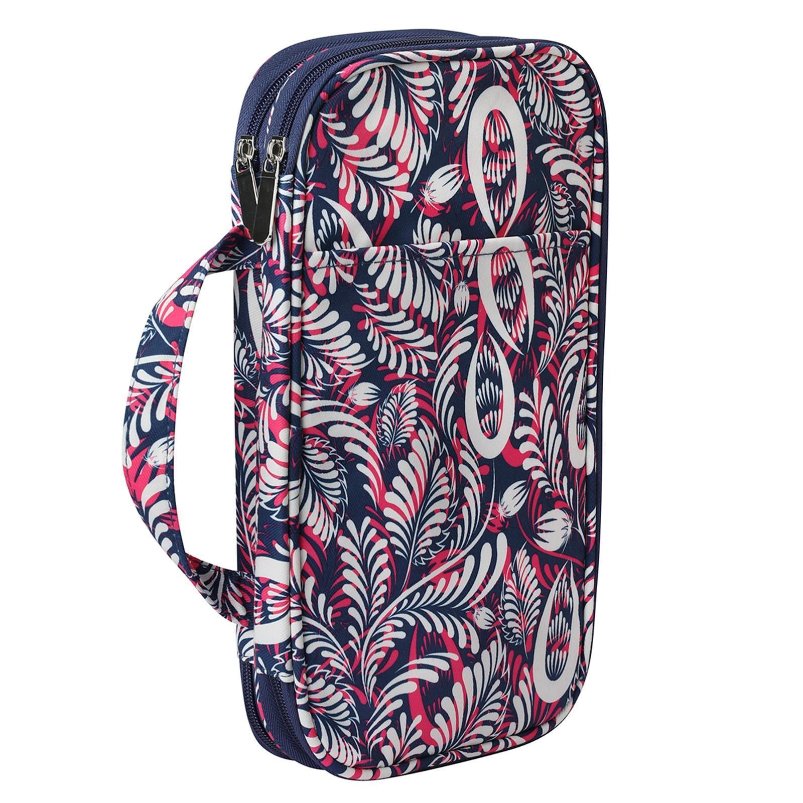 S SERENABLE Knitting Needle Case, Crochet Hooks Storage Bag Zipper Organizer, Travel Tote Pouch for Knitting Accessories Sewing Tool, Easy to Carry - Purple Leaves