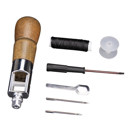 S SERENABLE Leather Sewing Awl Set with Waxed Thread Stitcher Craft Repair Stitch Tool Stitch Awl for Canvas Thick Fabric Men Women Adult