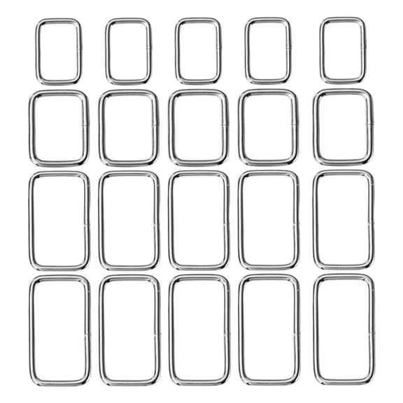 S SERENABLE Metal Rectangle Loop Rings Wire Formed Buckles 4 Size Heavy Duty 20mm 25mm 32mm 38mm for Hand Bag Belt Purse Leather Webbing