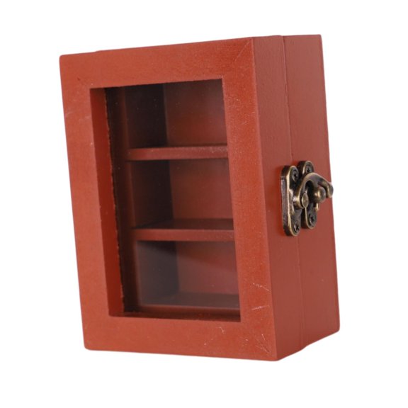 S SERENABLE Mini Bookshelf Ornament Book Display Empty Artwork Collectible Miniature Bookshelf Decor for Cafe Office Farmhouse Brown