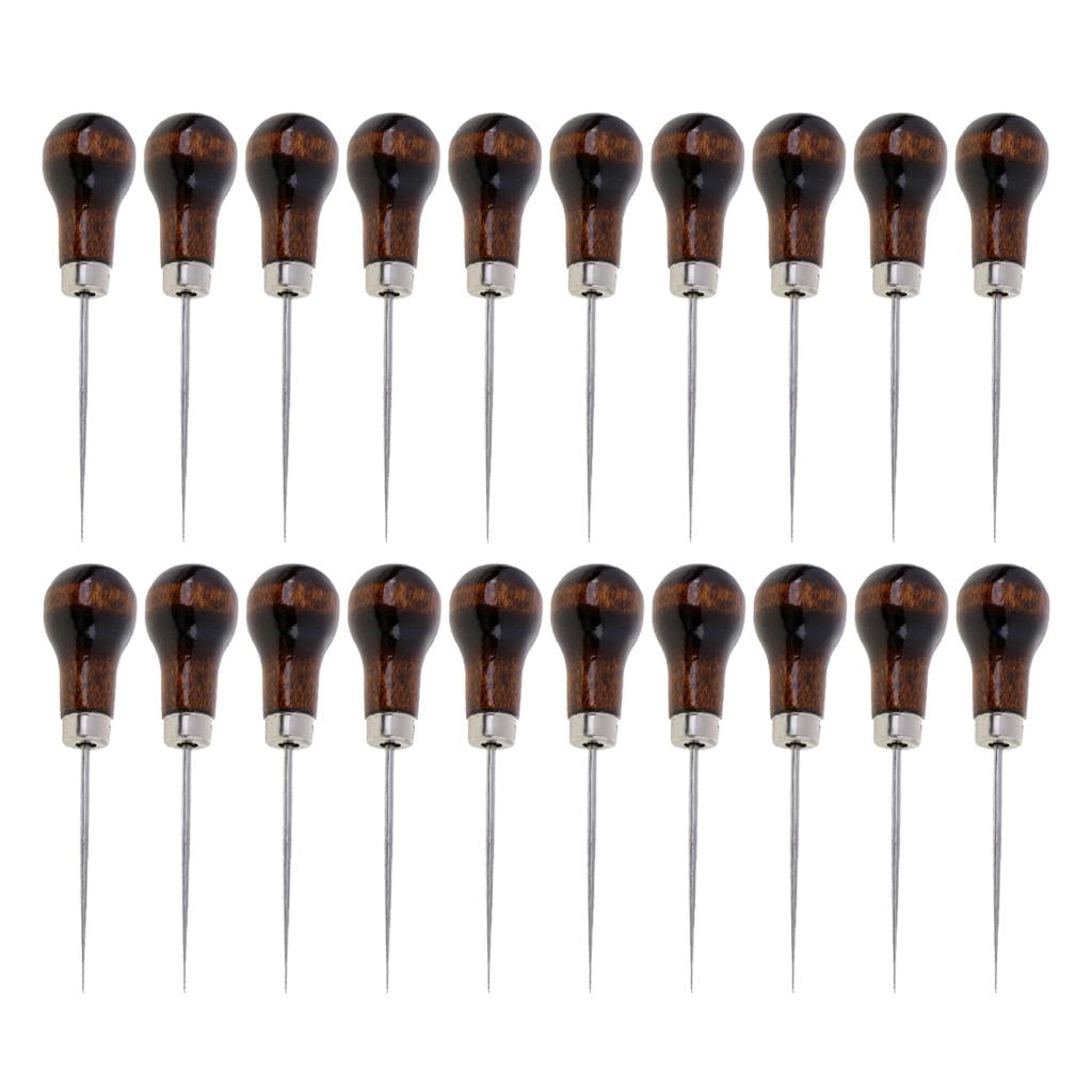 S SERENABLE Pack of 20 Gourd Shape Leather Craft Cloth Wood Handle Scratch Awl Tool Pin Punching DIY Handcraft For Punching, Removing Stitches and Marking Etc.