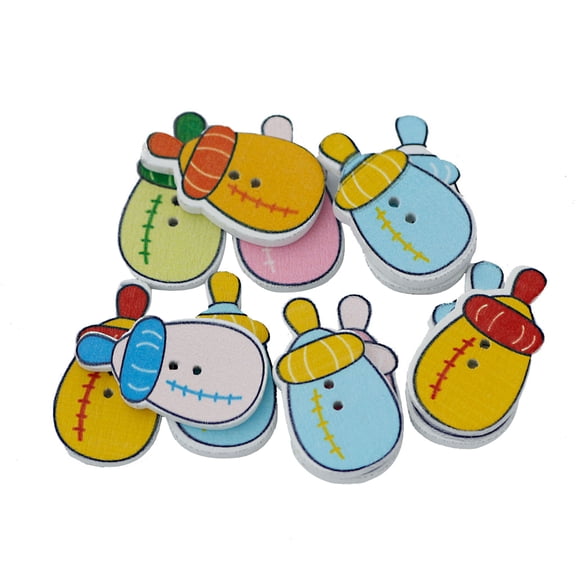 S SERENABLE Pack Of 100 Feeding Bottle Shaped Painted 2 Hole Wooden Sewing Buttons For Craft