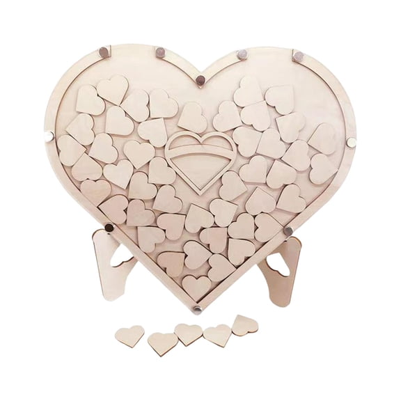 S SERENABLE Personalised Wedding Guest Book Alternative Small Heart Pieces with Stand Frame Guestbook Jar Drop Box Gift for Baby Shower Funeral