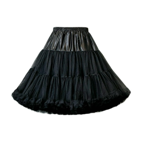 S SERENABLE Petticoat Skirt Short Tutu Underskirt for Princess Costume Bridal Weddings Dress Black