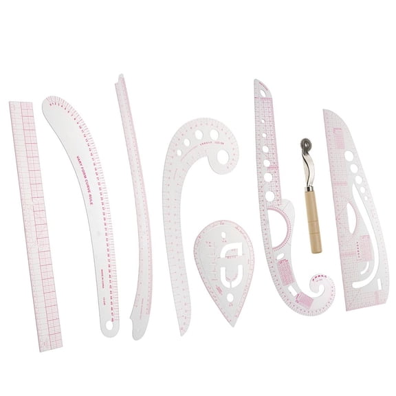 S SERENABLE Practical Fashion Ruler Set -7 Pattern Design Ruler- Sewing Pattern Making Tools with Stitching Wheel Tool for Designing Patterns