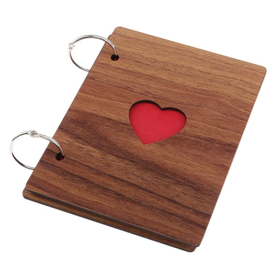 S SERENABLE Scrapbook, 4.7x6.3inch Photo Album 15 Black Pages, Great For Craft Paper Anniversary Gifts, Wedding Guest Book, Mothers Day DIY Photo (Wooden)
