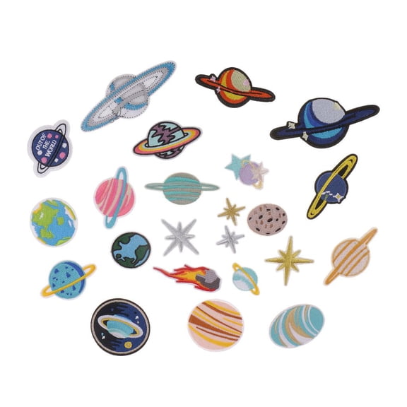 S SERENABLE Sew Embroidery Applique Star/Space Series Patches Self-Adhesive Stickers Suit For Clothes, Bag, Hat, Shoes, Scarf, Headband