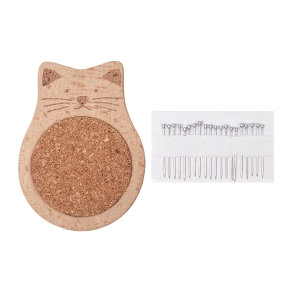 S SERENABLE Sewing Pin Cushion Pad Wood DIY Crafts Sewing Supplies Pincushion Pin Holder for Embroidery work Quilting Cat