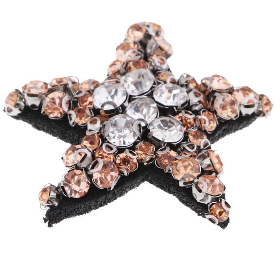 S SERENABLE Star Pentagram Beads Rhinestone Patch Sew On Applique For Clothes Bags Hat Decoration Champagne