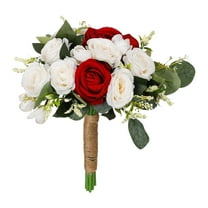 S SERENABLE Wedding Bouquet Artificial Flowers Creative Bridal Bouquet Bride Holding Bouquet for Decor Mother's Day Weddings Centerpieces Red