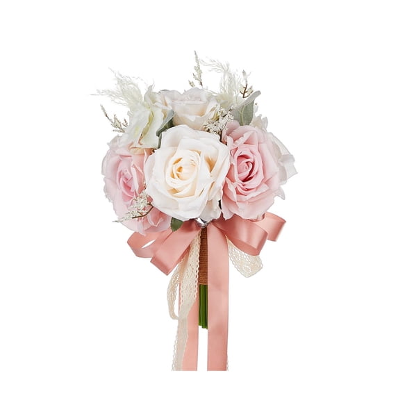 S SERENABLE Wedding Bouquet Bridal Bouquet Elegant Artificial Flowers Holding Bouquet for Valentine's Day Bridal Shower Anniversary Party Pink