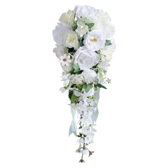S SERENABLE Wedding Bouquet for Bride Artificial Flowers for Rustic Wedding Cascading Bouquet Holding Flowers for Decoration Valentine's Day