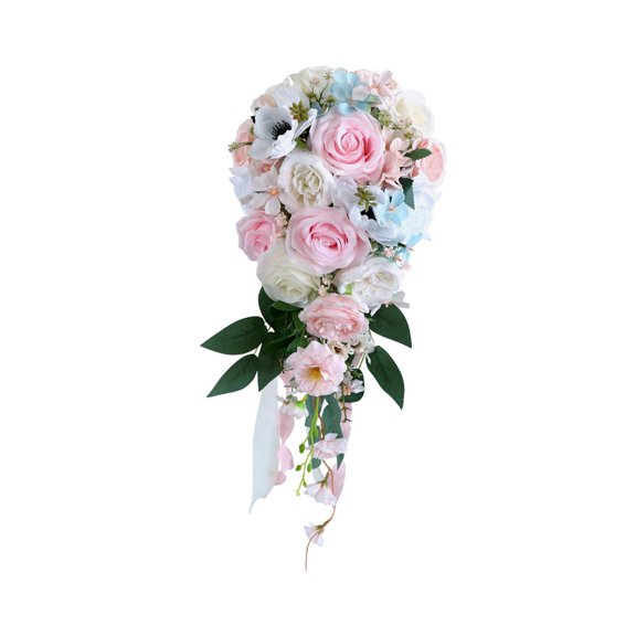 S SERENABLE Wedding Bouquet for Bride Bridesmaids Cascading Bridal Bouquet Silk Roses Artificial Roses Home Decoration Artificial Flowers