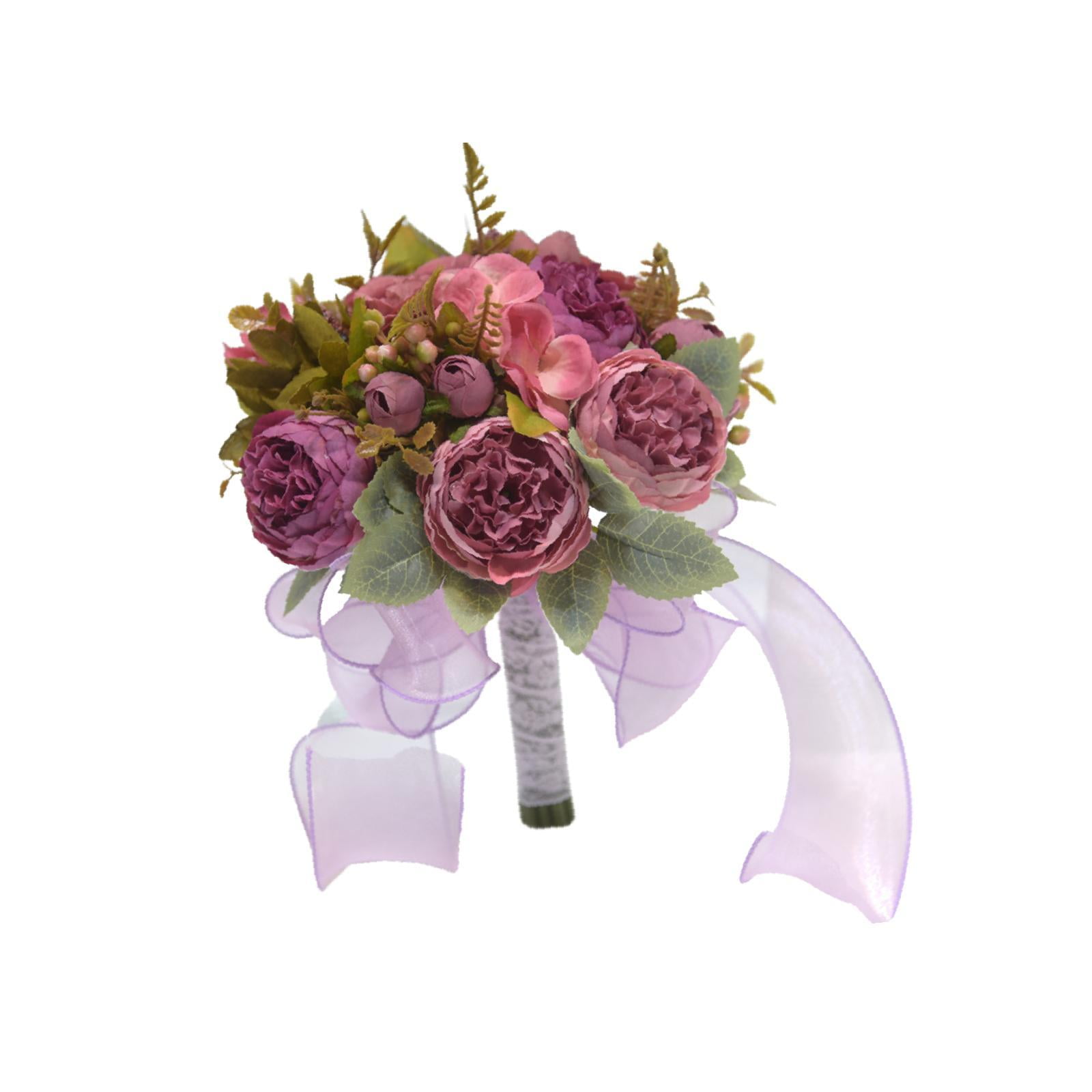 S SERENABLE Wedding Bouquets,Bridal Wedding Throw Bouquet,with Ribbon ...