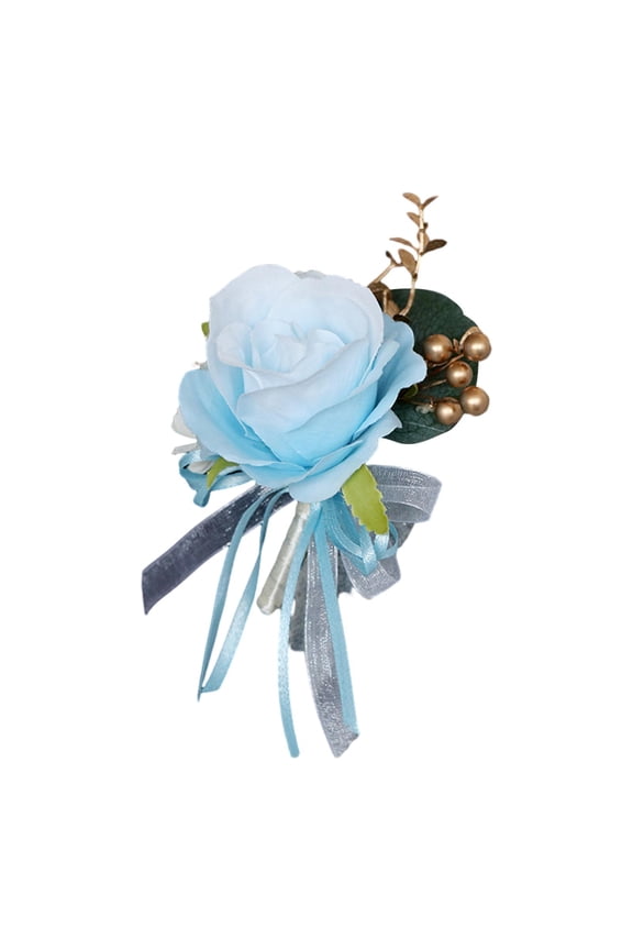 S SERENABLE Wedding Boutonniere Brooch Pin for Suit Bride Boutonniere Romantic Groom Flower Bridegroom Boutonniere for Wedding Party Prom Blue