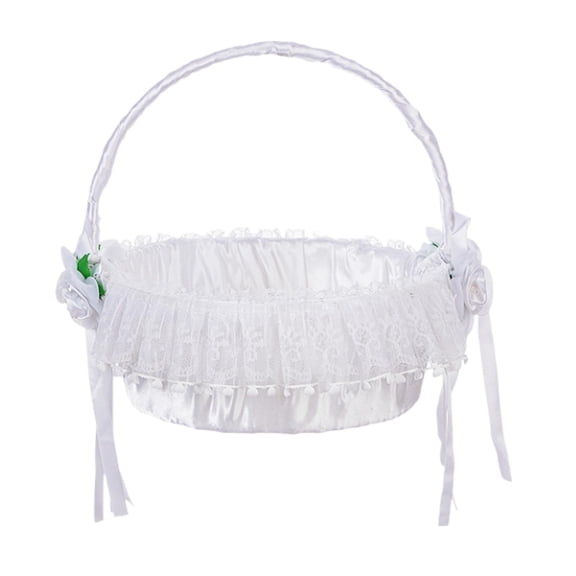 S SERENABLE Wedding White Flower Basket Romantic for Festive Occasions Anniversary Event