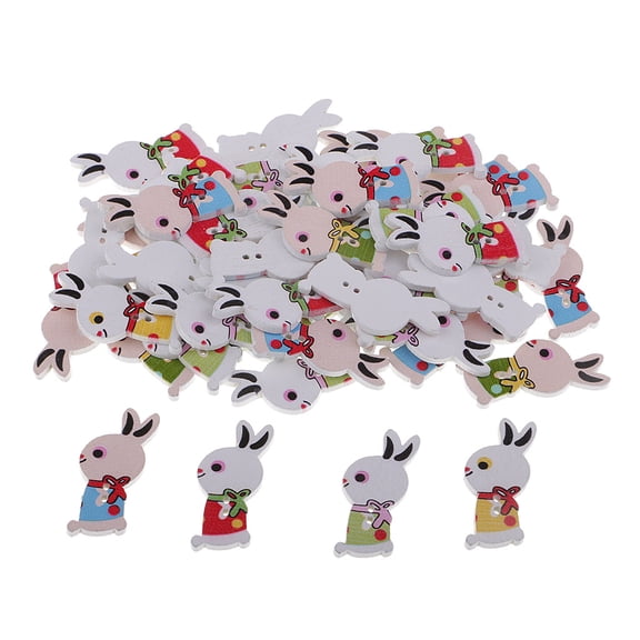 S SERENABLE Wholesale 50pcs - 2 Holes Wooden Cartoon Rabbit Buttons - Clothing Sewing DIY Craft Decoration