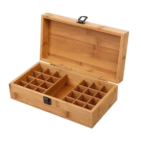 S SERENABLE Wooden Essential Oil Storage Box Fragrance Carrier Case, Holds 25 Bottle (Fits 5-20ml) - Organizer Polish Perfume Container Grids 25 Grids