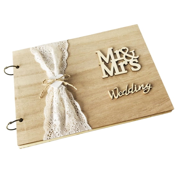 S SERENABLE Wooden Wedding Guest Book Album Photo Wedding for Wedding Party Decor , 20 20 Pages