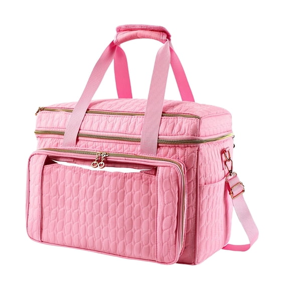 S SERENABLE Yarn Storage Tote Crochet Storage Bag Knitting Organizer Tote Carrying Case Cloth Material with Portable Strap Suitable for Crafters Gift Giving Trave Pink