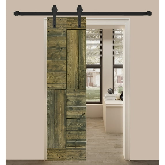 S SERIES 24in. X 84in.Aged Barrel Finished DIY Knotty Pine Wood Sliding Barn Door Slab