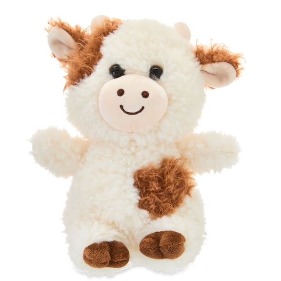 Small Shaggy Cow Plush, Cream and Brown, 8.5", Easter by Way To Celebrate