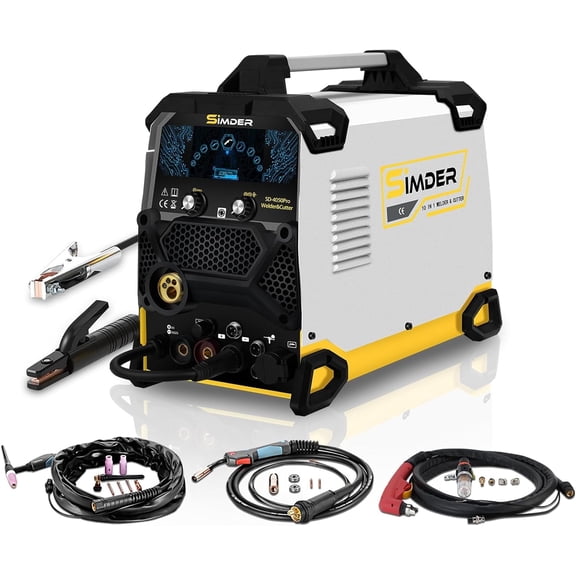 SSIMDER Aluminum MIG Welder Pulse MIG/MAG/HF TIG/Stick/Pilot ARC Plasma Cutter 200A Welding Machine SD4050Pro 10 in 1 Welder Cutter Combo