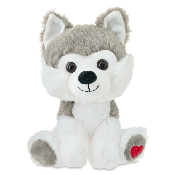 Small Sitting Husky Dog Plush, Gray and White, 8", Valentine's Day by Way To Celebrate