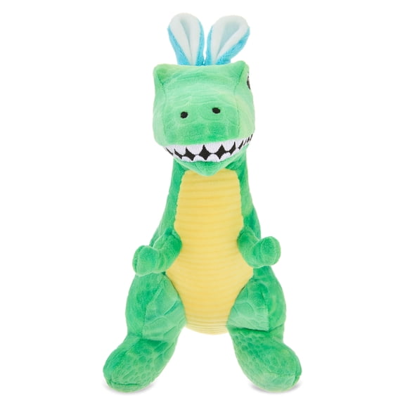 Small Dinosaur with Bunny Ears Plush, Green and Yellow, 10", Easter by Way To Celebrate