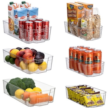 6 PCS Food Storage Bins with Handles, Vtopmart Clear Plastic Pantry ...