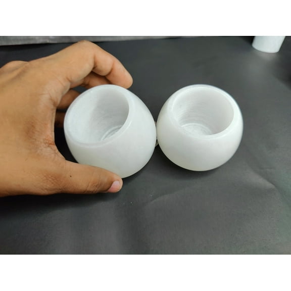 S.Scraftx Set of 2 Alabaster Stone Tealight Candle Holders