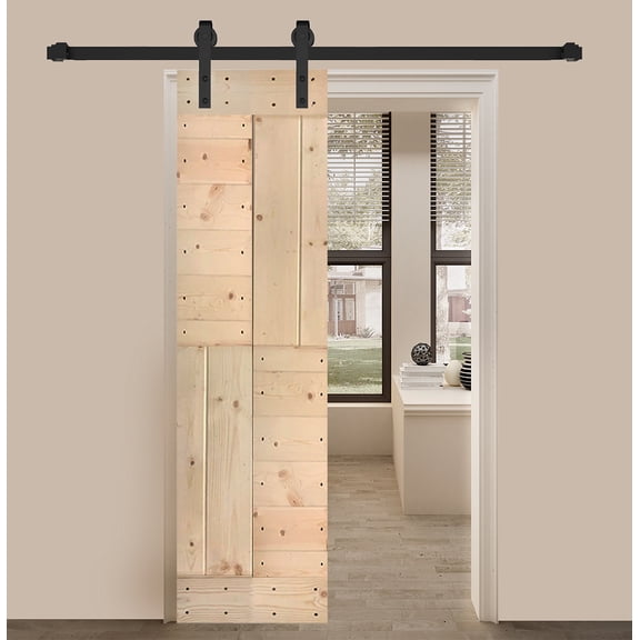 S Series 24in. X 84in.  Unfinished DIY Knotty Pine Wood Sliding Barn Door Slab