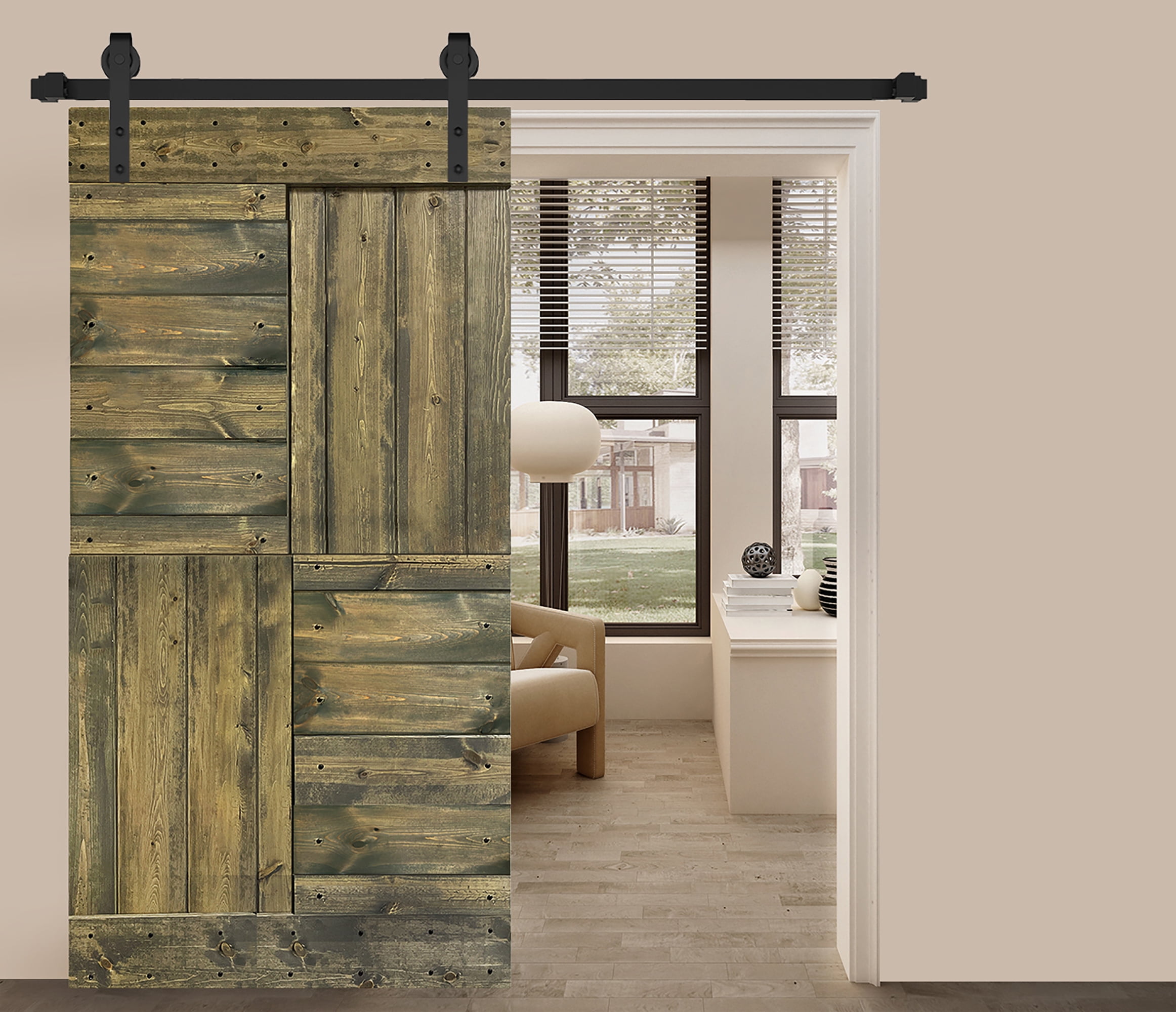 Aged Barrel Finished Solid Wood Sliding Barn Door Slab, 42" x 84"