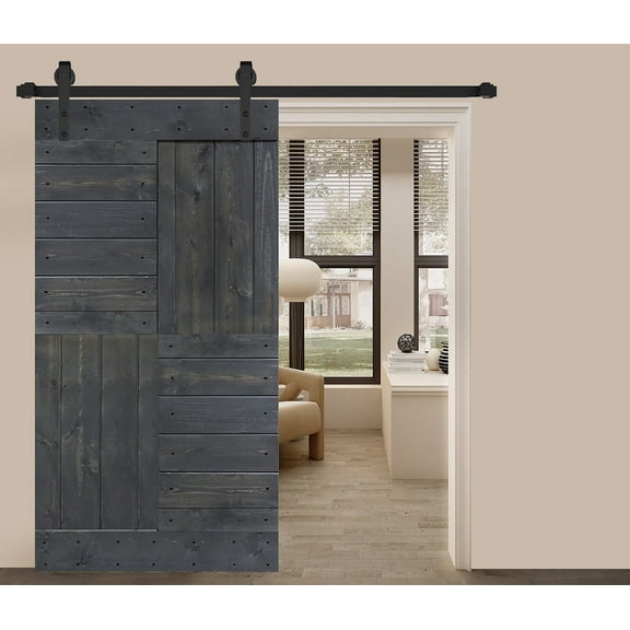 S Series 42in. X 84in. Carbon Gray Finished DIY Solid Wood Sliding Barn Door Slab