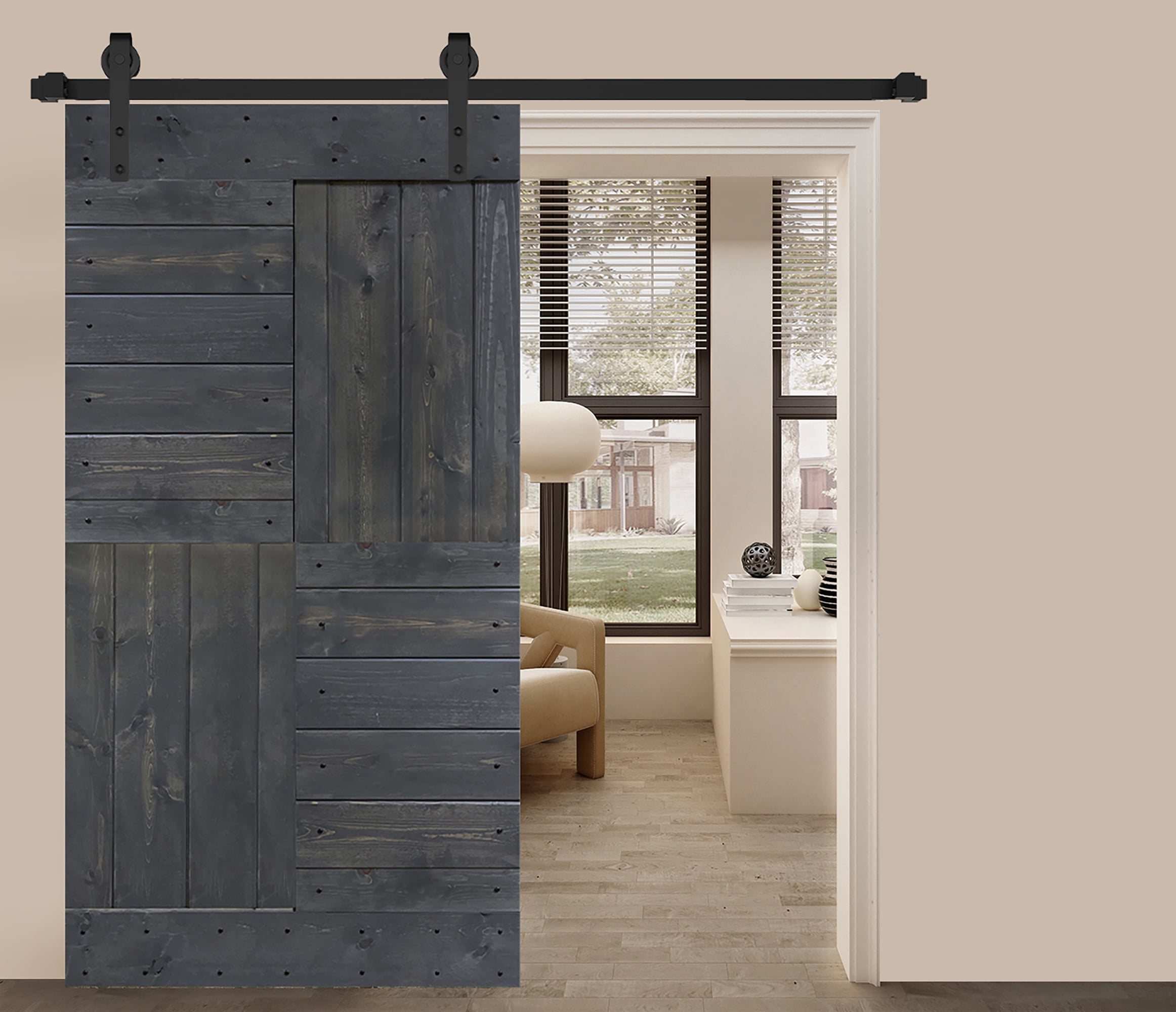 S Series 42in. X 84in. Carbon Gray Finished DIY Solid Wood Sliding Barn Door Slab