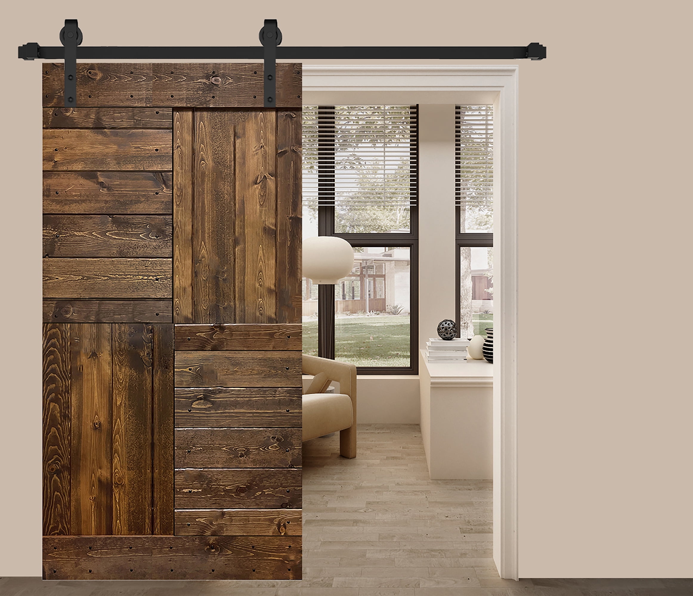 Dark Walnut Solid Wood 42" x 84" Designer Barn Door Slab
