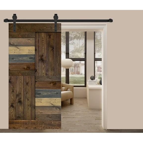 S Series 42in. X 84in. Multicolor Finished DIY Solid Wood Sliding Barn Door Slab